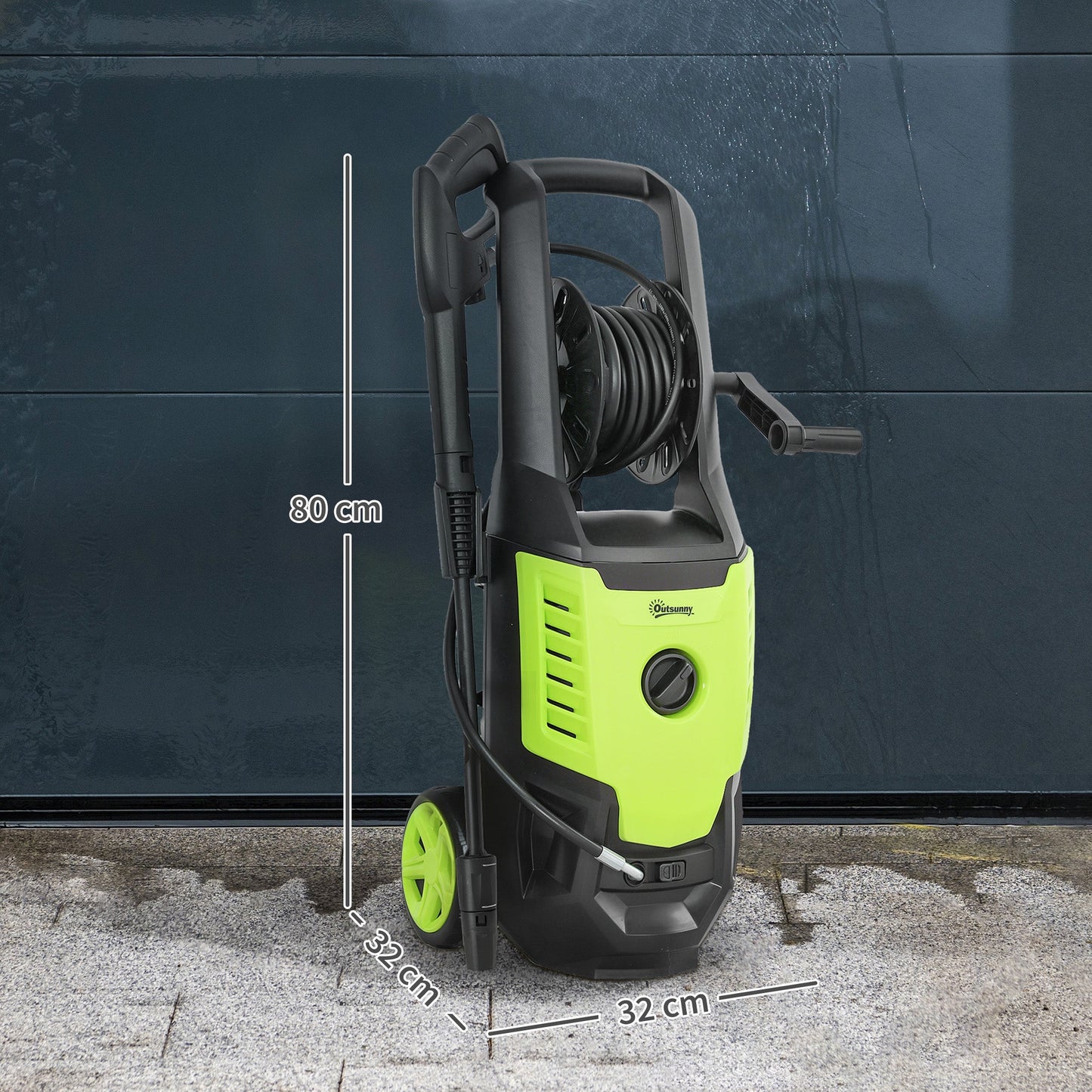 Outsunny 2200W HighÂ PressureÂ Washer, 170 Bar Pressure, 420 L/h Flow, Portable Electric Power Washer Jet Wash Cleaner with Adjustable Nozzle 6M Hose and Hose Reel for Home Patio Car Driveway