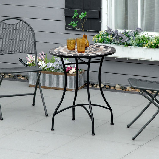 Outsunny Î¦60cm Mosaic Outdoor Patio Table - Black