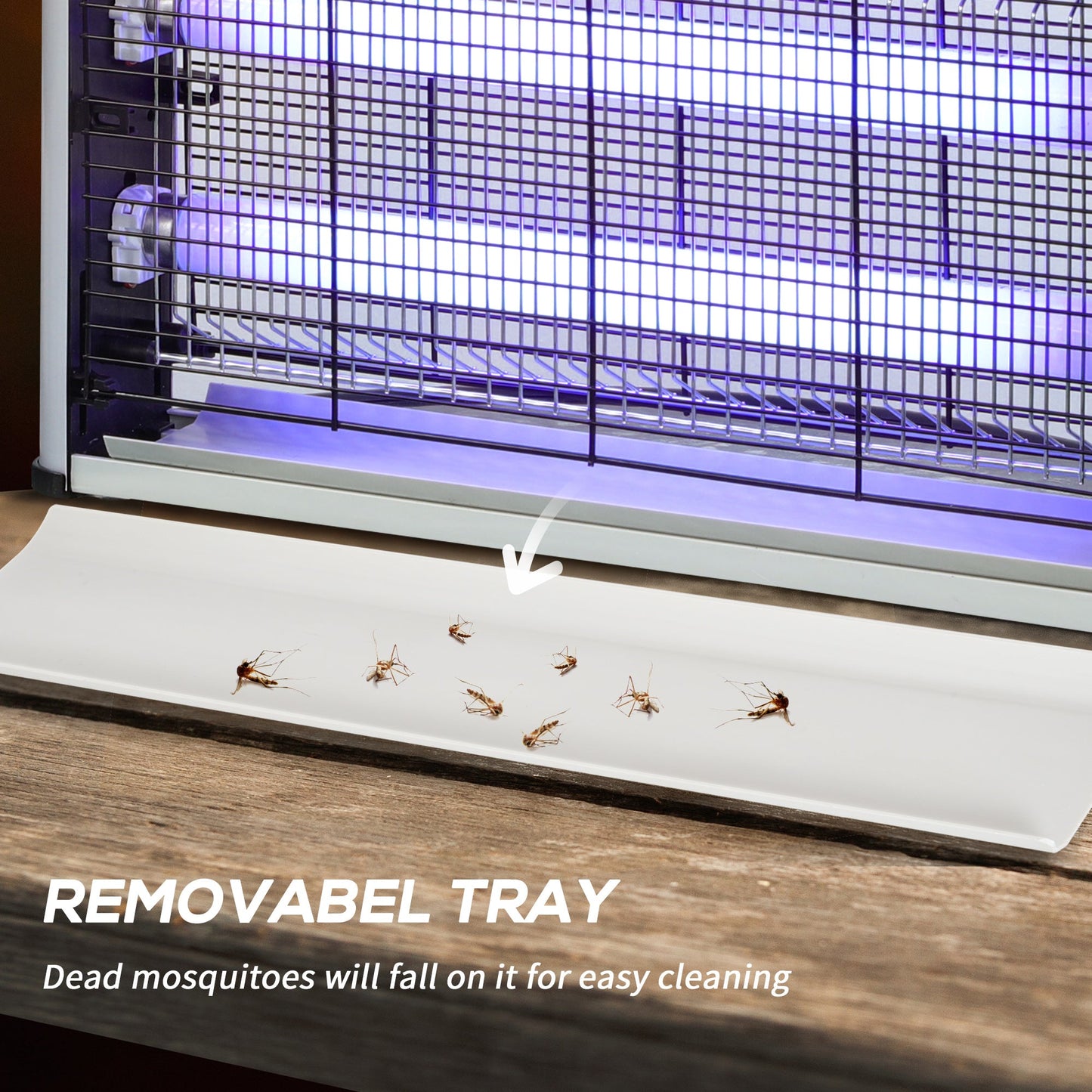 Outsunny 30W Electric Fly Zapper, Bug Zapper with UK Plug, 2 UV Bulbs, Hanging Chain, On/Off Switch and Removable Catch Tray, 60ã¡ Coverage Insect Mosquito Killer for Indoor and Outdoor Use, Silver