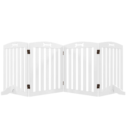 PawHut Dog safety gate folding dog gate support feet non-slip foot spikes 207.5 x 30 x 61 cm White