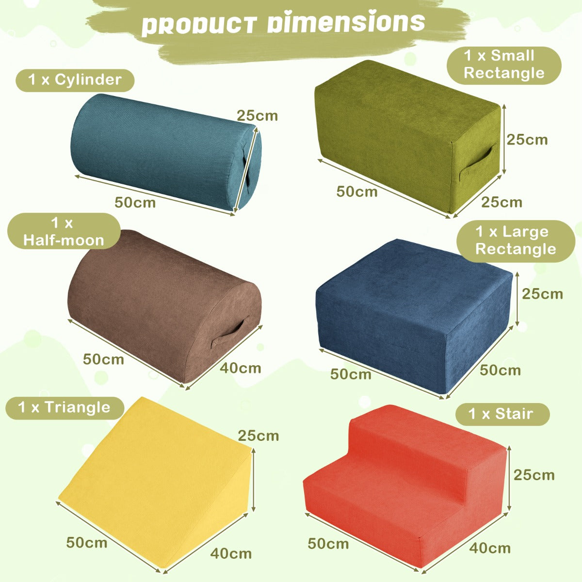 6-Piece Baby Climbing Blocks with Skin-Friendly Chenille Fabric-Multicolor