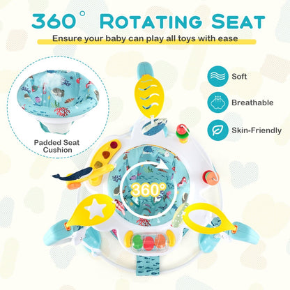 Baby Stationary Activity Center with 360° Rotary Seat and 3 Adjustable Heights for 6 Months+-Colourful