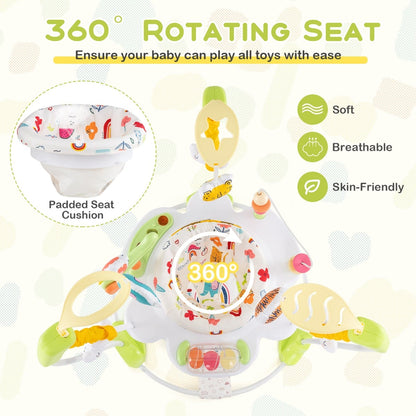 Baby Stationary Activity Center with 360° Rotary Seat and 3 Adjustable Heights for 6 Months+-Yellow