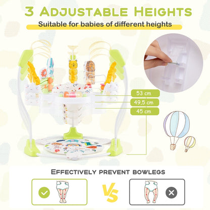 Baby Stationary Activity Center with 360° Rotary Seat and 3 Adjustable Heights for 6 Months+-Yellow