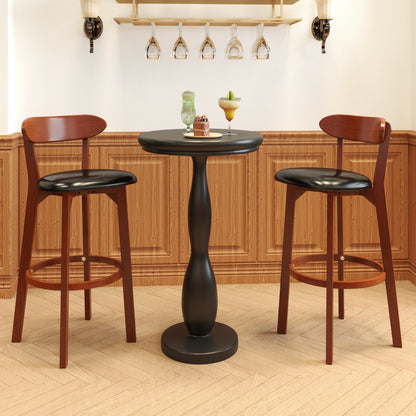 Bar Stool Set of 2 with Curved Backrest and Footrest-29 Inches