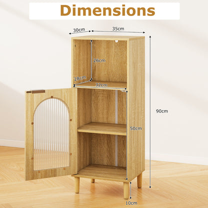 Bathroom Floor Cabinet with Adjustable Shelf for Hallway Living Room-Natural