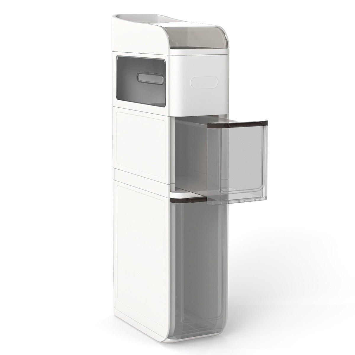 4-Tier Bathroom Storage Cabinet with 2 Drawers and Tissue Box-White