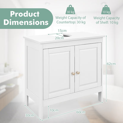 Under Freestanding Bathroom Vanity Sink Cabinet with 2 Doors-White