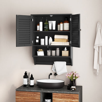 Bathroom Wall Cabinet with 2 Doors and 3-Position Adjustable Shelf-Black