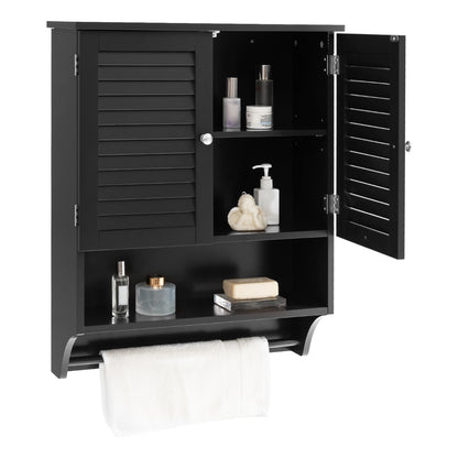 Bathroom Wall Cabinet with 2 Doors and 3-Position Adjustable Shelf-Black
