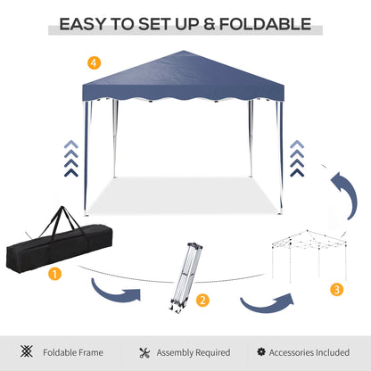 Outsunny 3 x 3cm Adjustable Height Pop-Up Gazebo, with Bag - Blue
