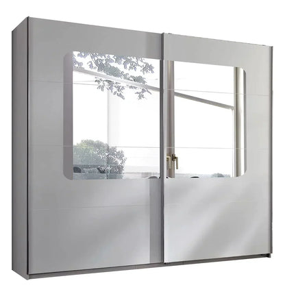 Sliding Wardrobe BERTEN 2 Door Mirrored Wardrobe White 225cm
