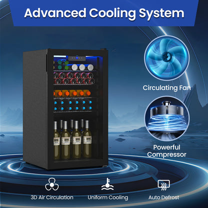 78 L Mini Beverage Refrigerator Cooler-Black