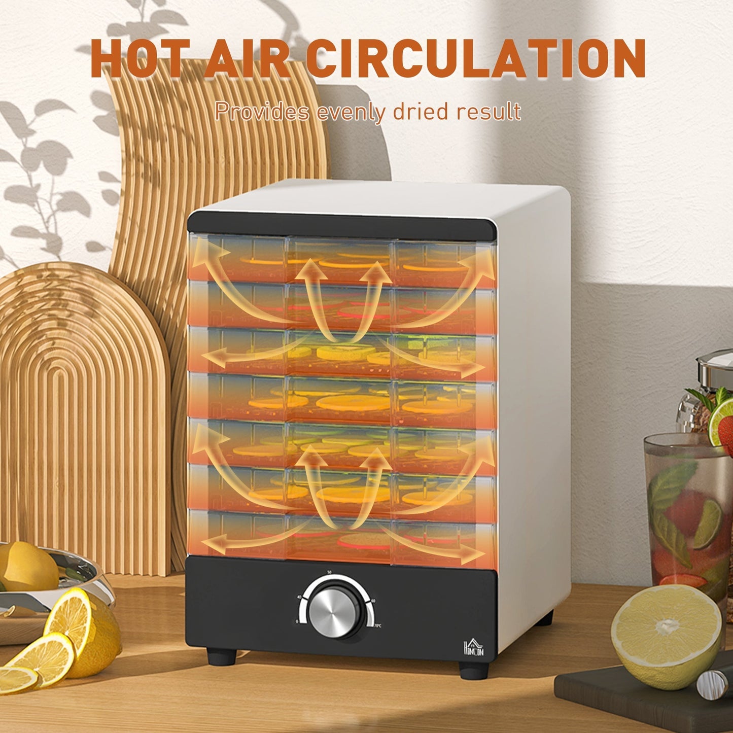 HOMCOM Seven Tray, 40-70√Ç¬∞C Food Dehydrator - White