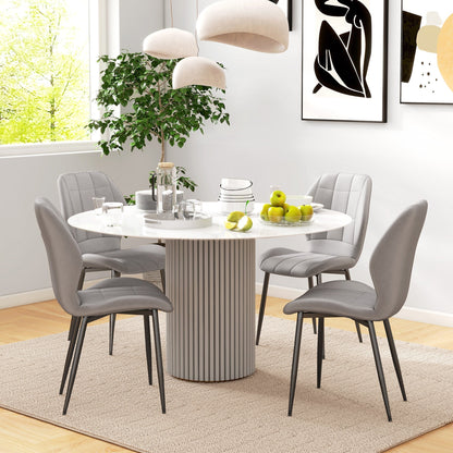 HOMCOM Set of Four Flannel Relaxed Tub Dining Chairs - Light Grey