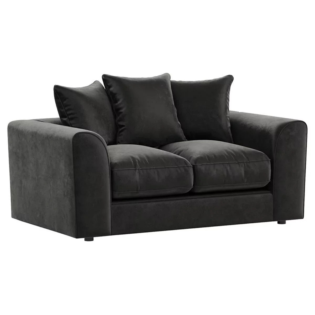 Bracknell Plush Black Velvet Corner Sofa - Right and Left Arm