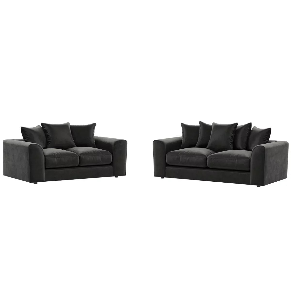 Bracknell Plush Black Velvet Corner Sofa - Right and Left Arm