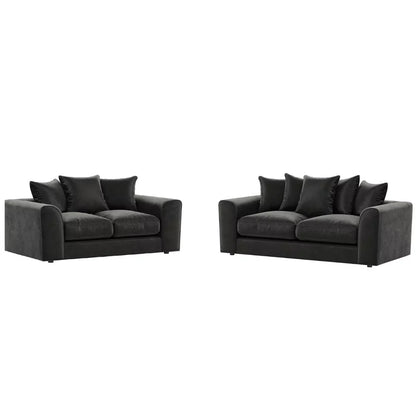 Bracknell Plush Black Velvet Corner Sofa - Right and Left Arm