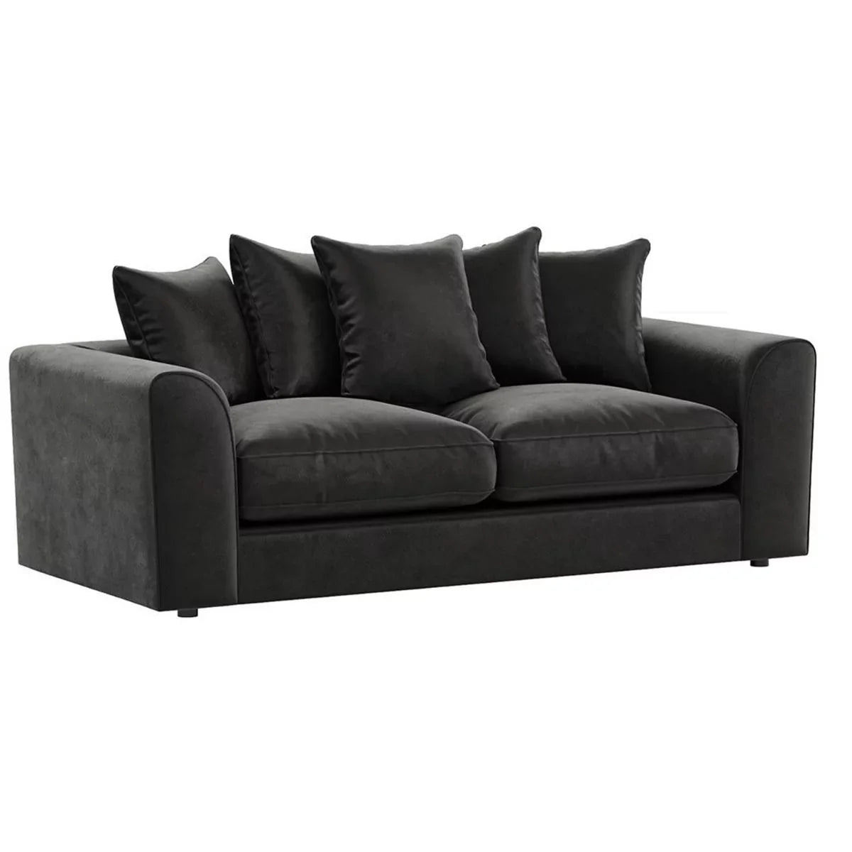 Bracknell Plush Black Velvet Corner Sofa - Right and Left Arm
