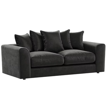 Bracknell Plush Black Velvet Corner Sofa - Right and Left Arm