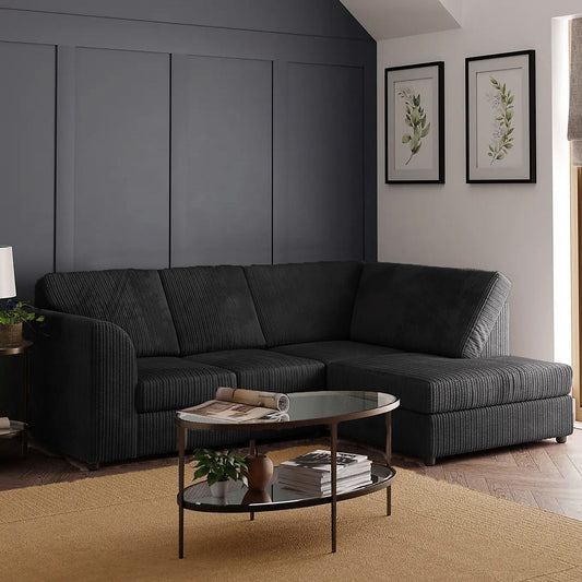 Blake Full Back Black Jumbo Cord Corner Sofa - Left and Right Arm - Available in Other Colours