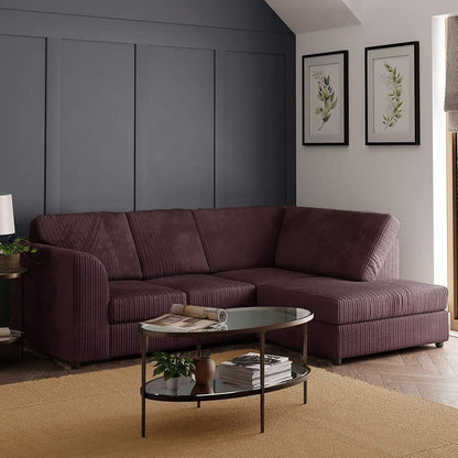 Blake Full Back Black with Grey Jumbo Cord Corner Sofa - Left and Right Arm - Available in Other Colours