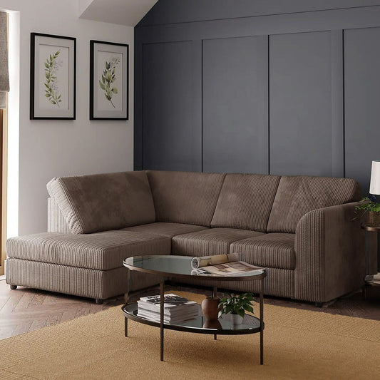 Blake Full Back Coffee Jumbo Cord Corner Sofa - Left and Right Arm - Available in Other Colours
