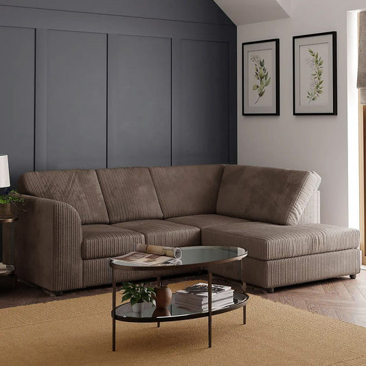 Blake Full Back Coffee Jumbo Cord Corner Sofa - Right and Left Arm - Available in Other Colours