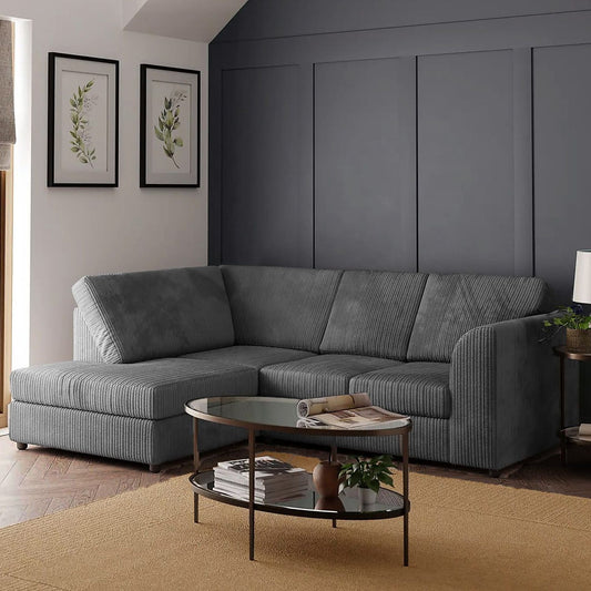 Blake Full Back Grey Jumbo Cord Corner Sofa - Right and Left Arm - Available in Other Colours