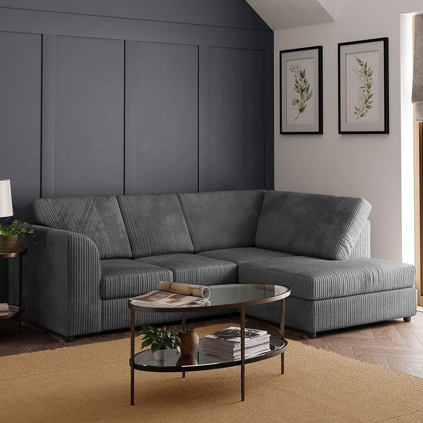 Blake Full Back Silver Jumbo Cord Corner Sofa - Right and Left Arm - Available in Other Colours