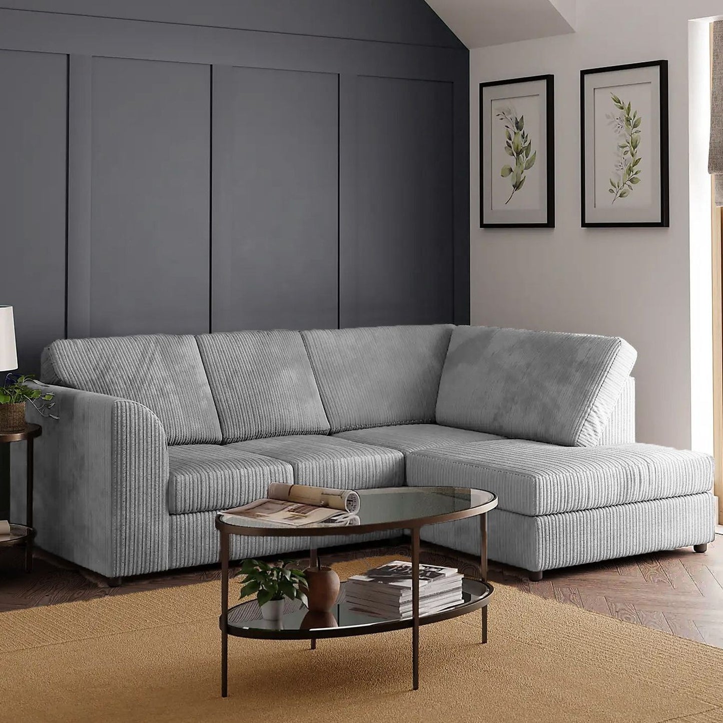 Blake Full Back Black Jumbo Cord Corner Sofa - Right and Left Arm - Available in Other Colours