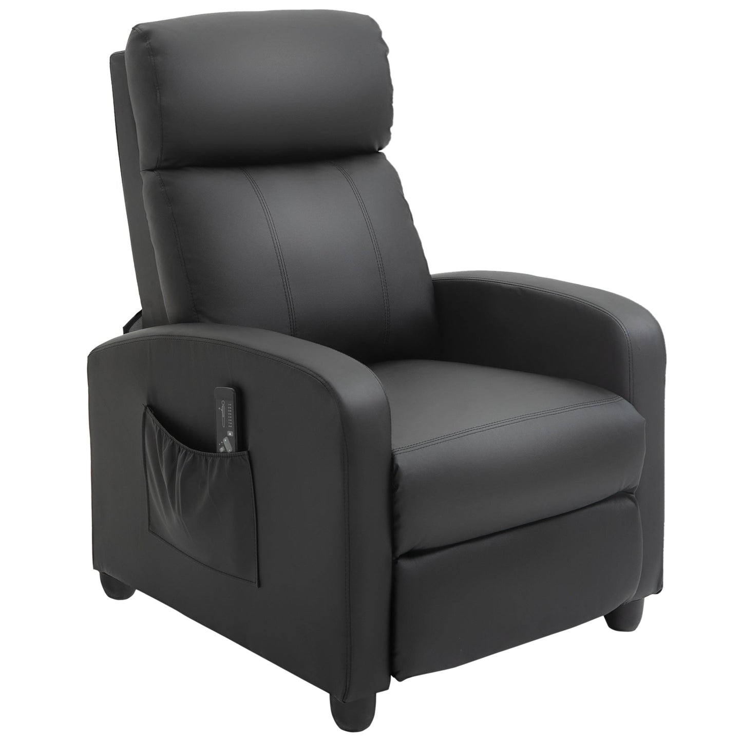HOMCOM Massage Recliner Armchair with 150Â° Recline, Faux Leather, Side Pocket, Black