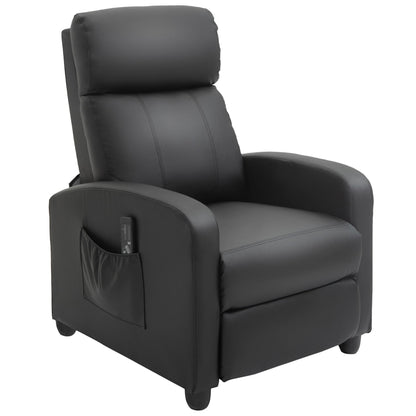 HOMCOM Massage Recliner Armchair with 150Â° Recline, Faux Leather, Side Pocket, Black