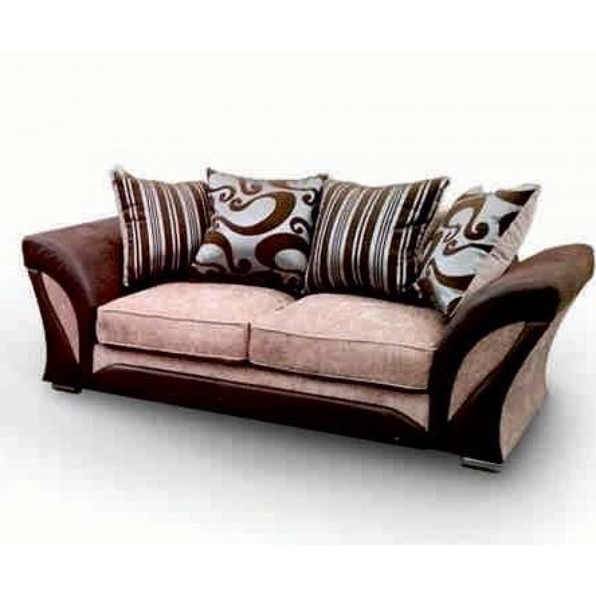 Sparrow Chenille Fabric 3+2 Seater Sofa Set - Black & Grey / Brown & Beige