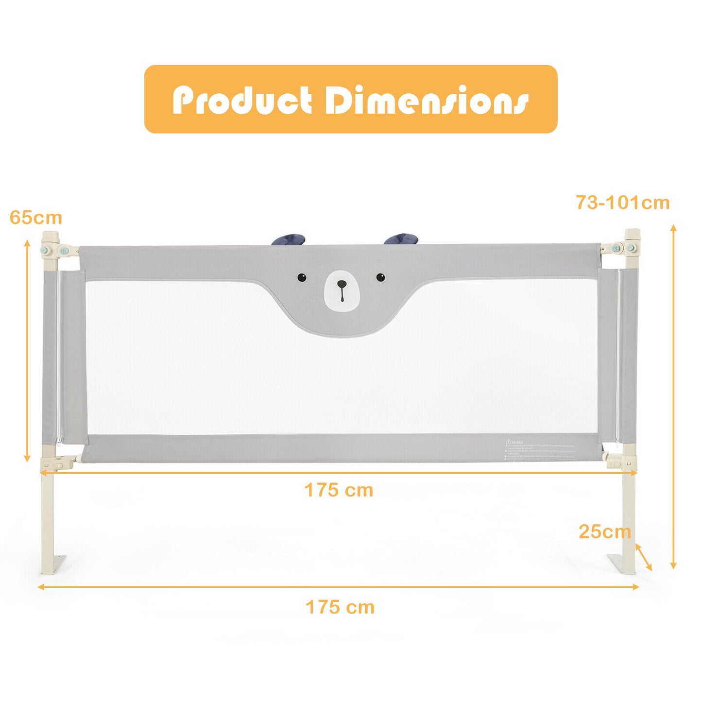142/175CM Toddler Infant Security Guardrail with Double Lock-Size 2