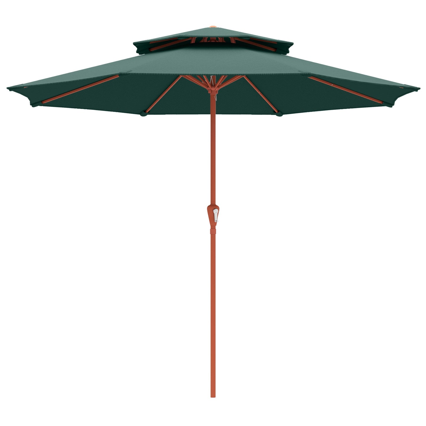 Outsunny 2.7 m Garden Parasol with Double Top Outdoor Market Table Umbrella with Crank System, Green