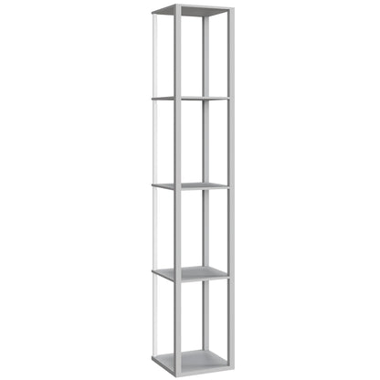 HOMCOM RGB LED Floor Lamp with Shelves, Modern Dimmable Standing Lamp with Remote Control, Adjustable Brightness & Speed for Living Room, Bedroom, Office, Grey