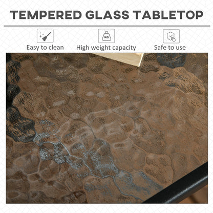 Outsunny Square Garden Dining Table with Tempered Glass Top & Umbrella Hole, 76 x 76 cm