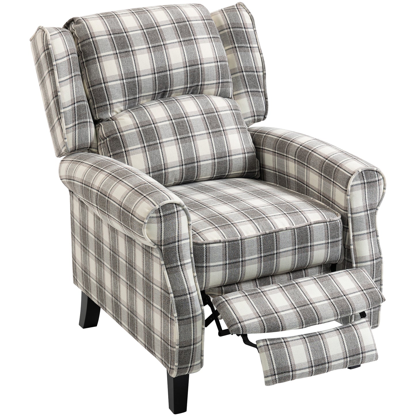 HOMCOM 160Â° Reclining Armchair, with Footrest - Grey and White