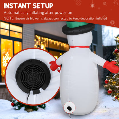 Outsunny 8FT Christmas Inflatable Outdoor Decoration with Dynamic Disco & LED Lights, Self-Inflating Christmas Blow Up Snowman for Garden, Indoor Outdoor Home Decor