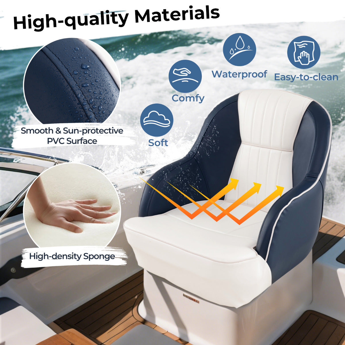 Captain Bucket Seat with Thick Sponge Padding-Blue