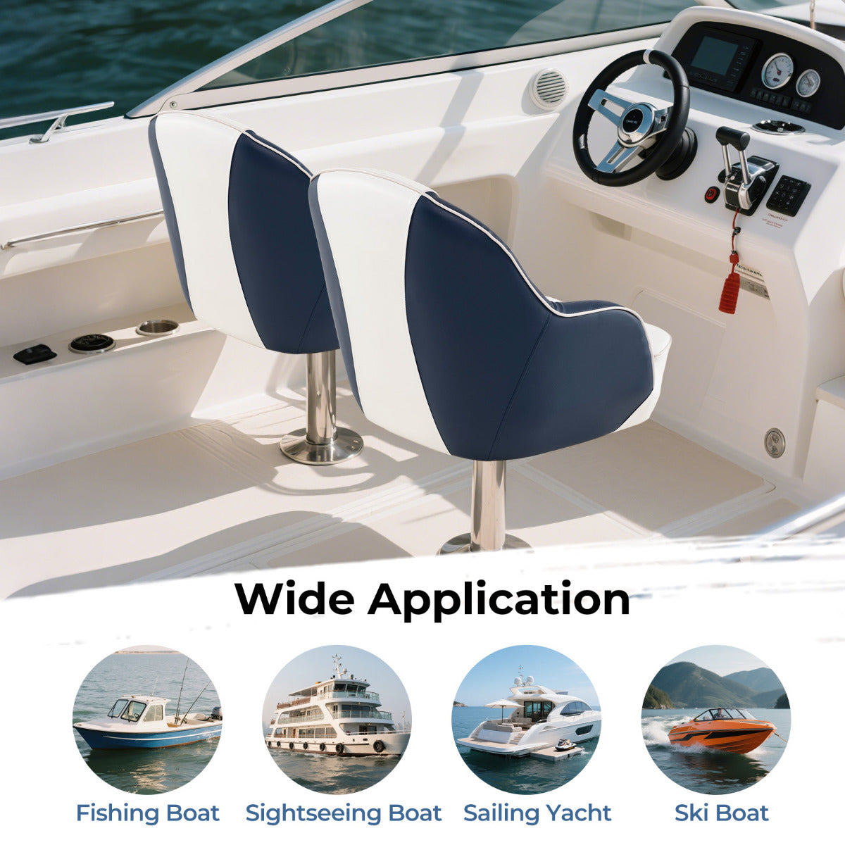 Captain Bucket Seat with Thick Sponge Padding-Blue
