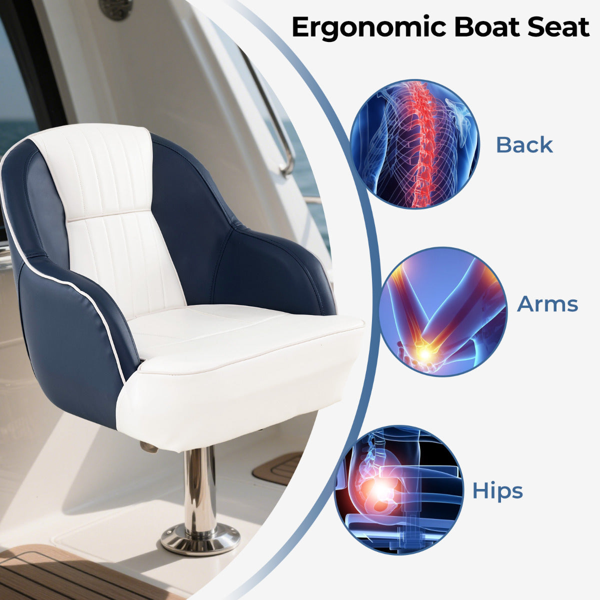 Captain Bucket Seat with Thick Sponge Padding-Blue