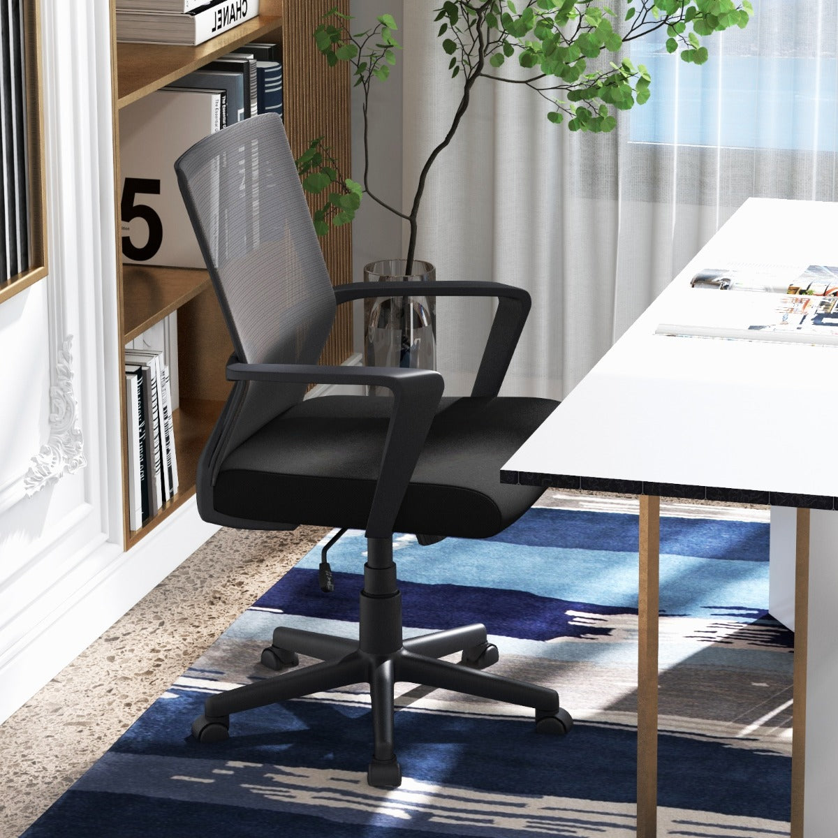 Ergonomic Desk Chair with Lumbar Support and Rocking Function-Black