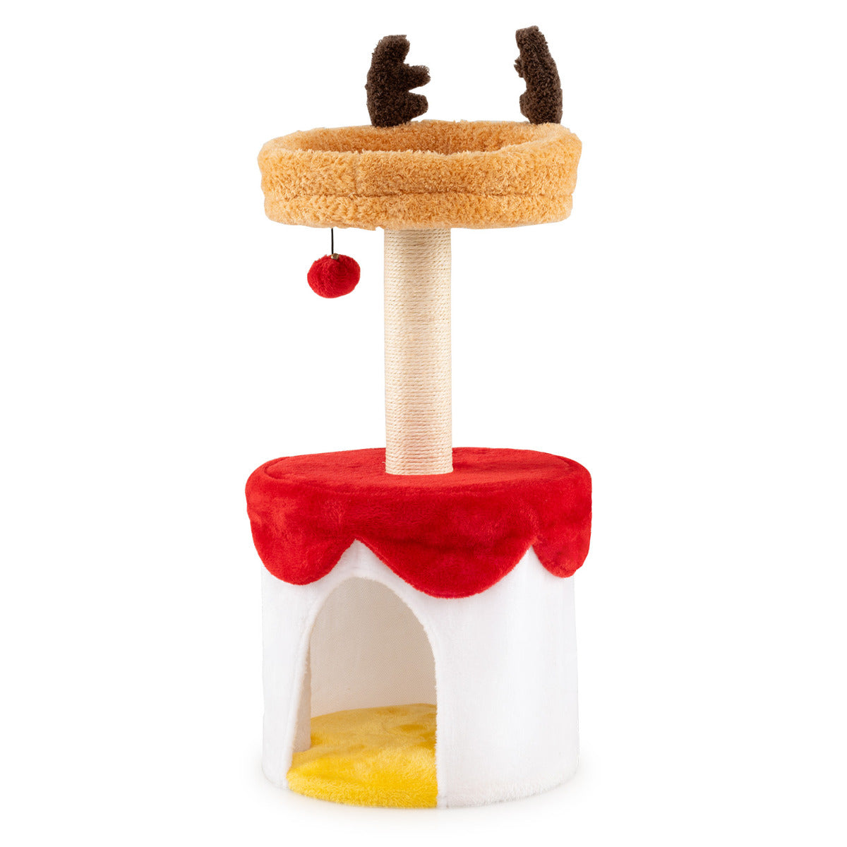Christmas Cat Tree with Bed 80 CM Modern Kitten Tower with Sisal Scratching Post-Orange