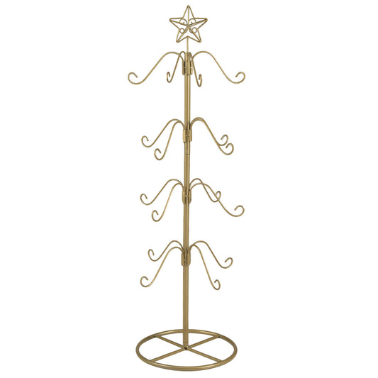 Christmas Stocking Holder Stand 48 inch Display Tree with 16 Hanging Hooks and Star Topper-Golden