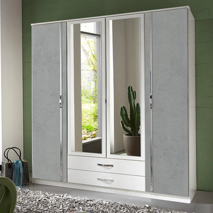 DAYTON 4 Door Wardrobe White and Grey 180cm