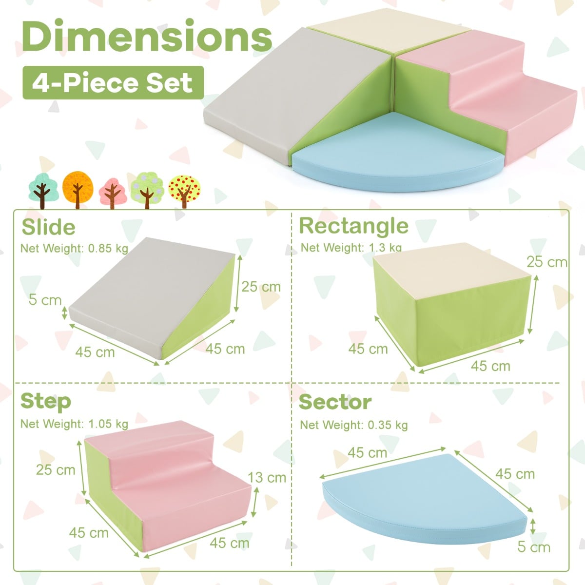 4-Piece Climb and Crawl Foam Block Play Set for Infant Baby-Colourful