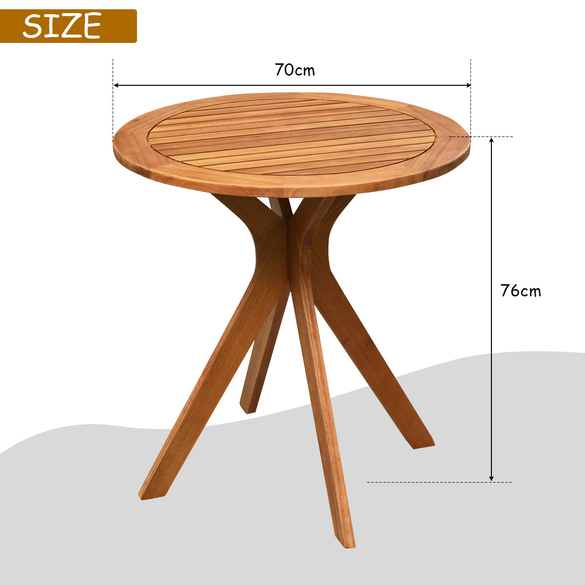 70cm Round Wooden Table with X Base