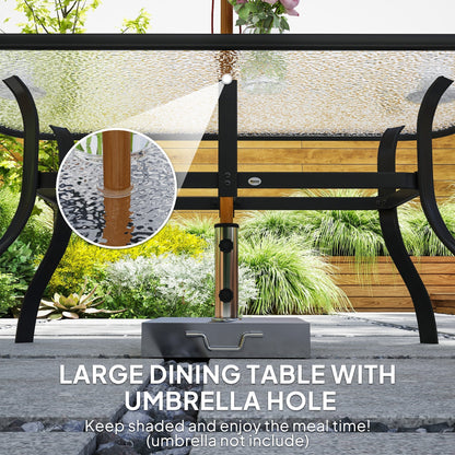 Outsunny Seven-Piece Garden Dining Set with Cushions - Black